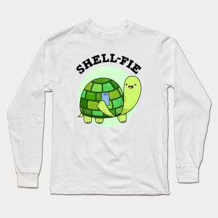 Shell-fie Cute Tortoise Selfie Pun Long Sleeve T-Shirt